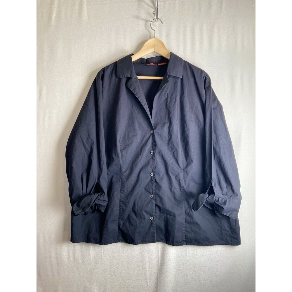 Talbots Blouse Jacket 18W Tie Cuff Button Front Lightweight Career Preppy